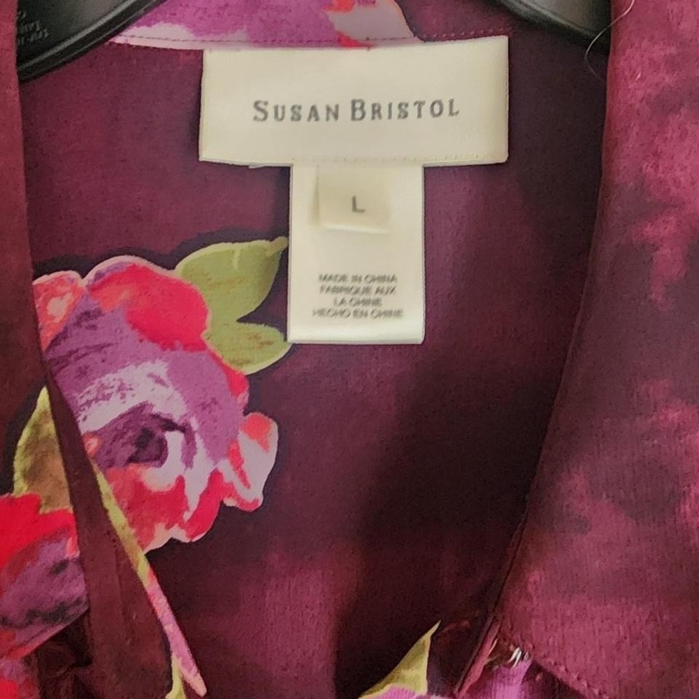 Susan Bristol Flower Print Sheer Blouse